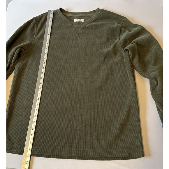 Goodfellow & Co Mens L Waffle Knit Long Sleeve Crew Pullover Sweater Olive Green - Picture 10 of 11